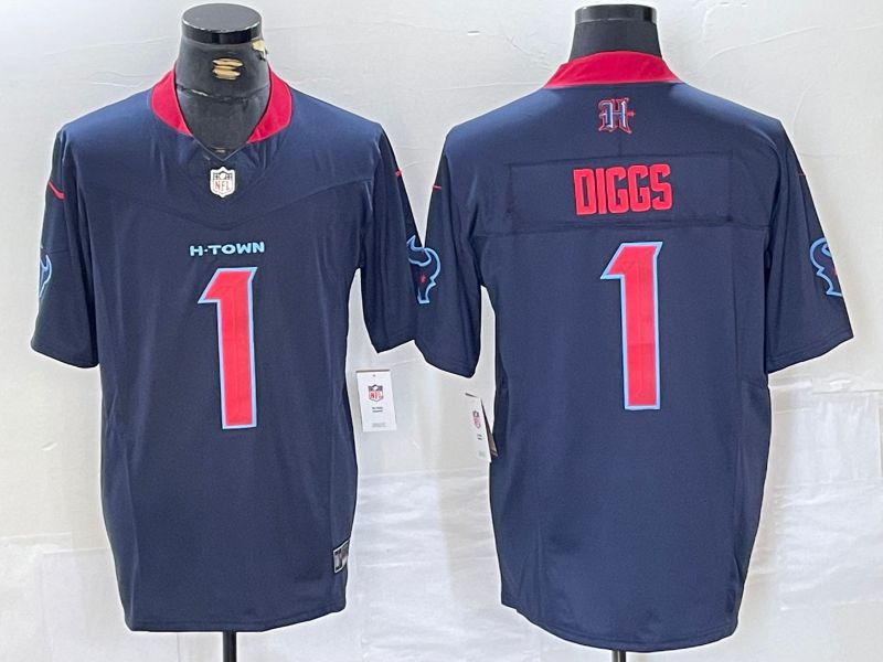 Men Houston Texans #1 Diggs Blue Three generations 2025 Nike Limited NFL Jersey style 1->houston texans->NFL Jersey